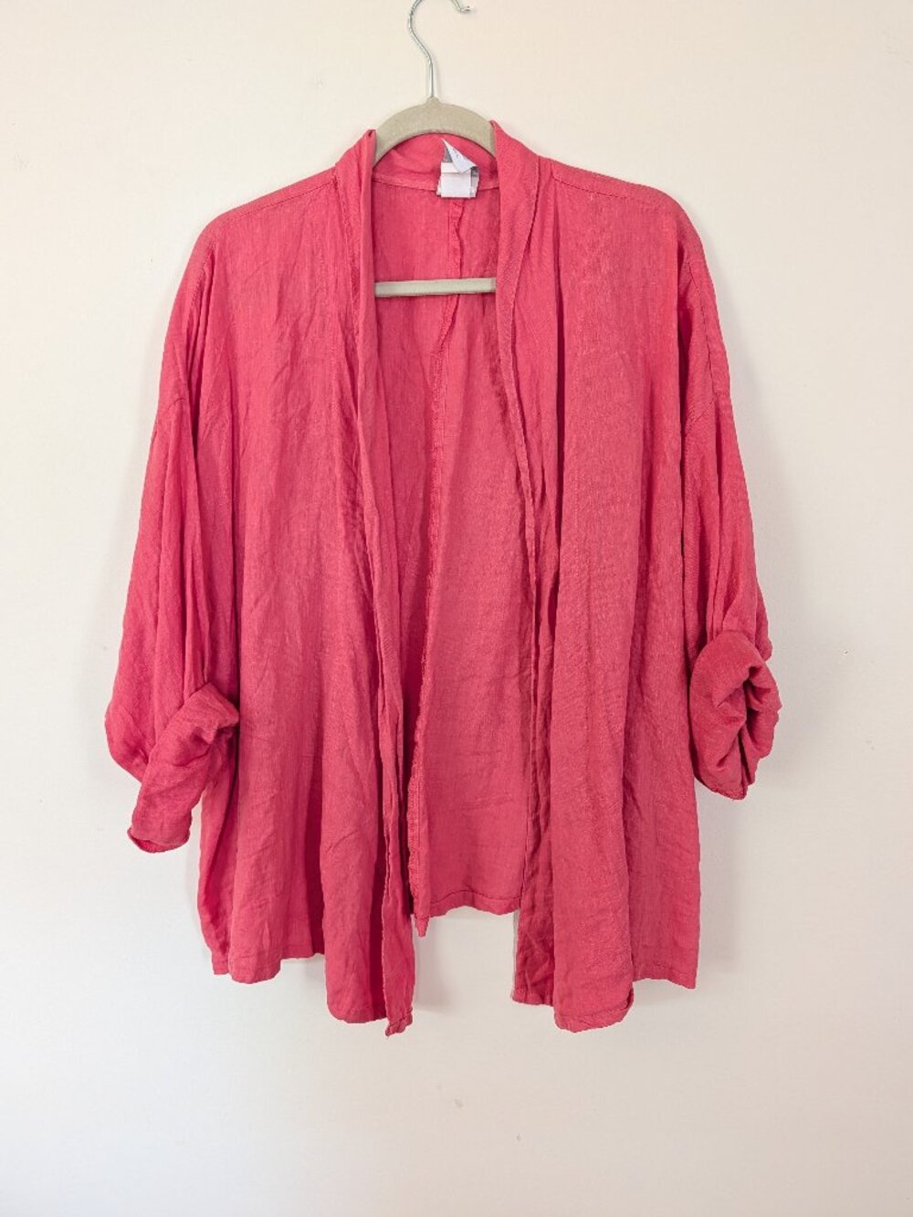 Women's Match Point 100% Linen Coral Cardigan Kimono